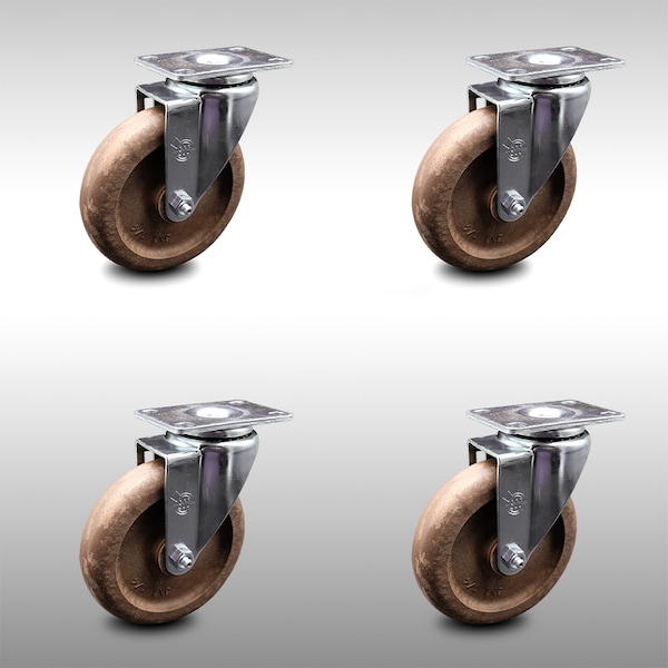 Service Caster 5 Inch SS High Temp Glass Filled Nylon Wheel Swivel Top Plate Caster Set SCC SCC-SS20S514-GFNSHT-4 - main
